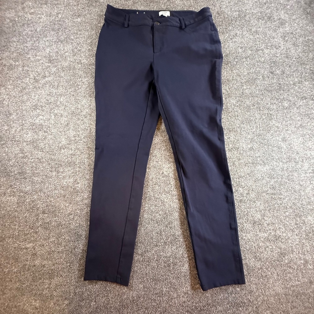 Crown & Ivy Womens Navy Blue Stretch Pull On Slim Leg Dress Pants Size 8